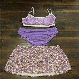 Wild Fable Purple Bikini Set with Floral Skirt